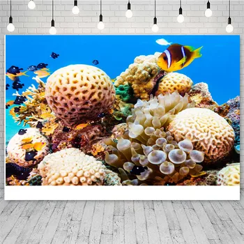 Podmorský Svet Pozadí Morská Korytnačka Dno Oceánu Rýb, Koralov Dieťa Narodeniny Akvarijné Pozadie Fotografie Dekorácie Plagát