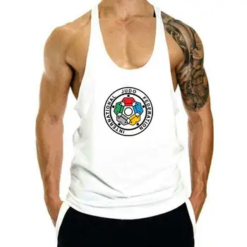 Nové Ijf Medzinárodnej Judo Federation Logo Biele pánske tielko mužov bez rukávov S Až 3Xl Mužov tank top mužov 100% Bavlna Printank na