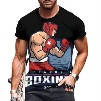 Nové CHAMPS BOX Vytlačený 3D T-shirt Letné Nový Boxer Oblečenie Móda v Pohode Krátke rukávy Okrúhle Krčný pánske Oblečenie tričká Top