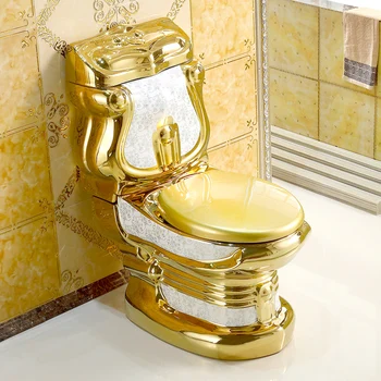 Európsky štýl palace zlaté wc retro hotel farba wc úľavu split wc, farby zlata, tvorivé wc