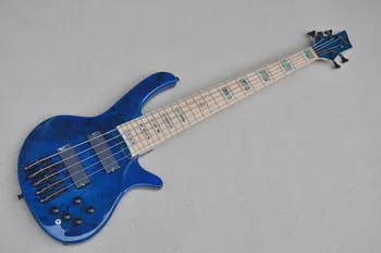 Modré Telo 5 Reťazcov Elektrická basgitara s Black Hardware,Javorový Krk,Poskytnúť na Mieru šité Služby