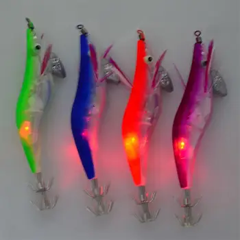 Blikajúce LED Rybárske Lure Bleskové Svetlo 10cm Minnow Svetelný Squid Prípravok Krevety Návnadu Noc Rybárske Lure Náhodné Farby Doručenia 1PC
