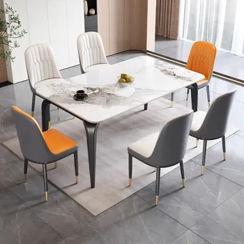 Mramorový Stôl Jedálne Súpravy, Kuchyne Písací Stôl Moderný Luxusný Opôr Kolo Jedáleň Sady Biela Mesas De Comedor Furnitures
