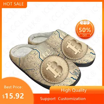 Bitcoin Cryptocurrency Baník BTC Domov Bavlna Vlastné Papuče, Pánske Dámske Sandále Plyšové Bežné Udržať Teplé Topánky Tepelnej Črievičku