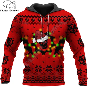 Veselé Vianoce Zábavné Lebka Červená 3D Tlač Muži Jeseň Hoodie Unisex Bežné zips hoodies Streetwear Bunda Tepláky DK311