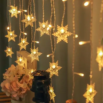 LED Reťazec Svetlá Snowflake Garland Rozprávkových Svetiel Opony Vianočné Osvetlenie Domov Exteriérový Vodotesný pre Svadobné Party Dekorácie