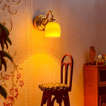 1:12 domček pre bábiky Miniatúrne Nástenné Svietidlo LED Polkruhu Svetlo Doll House Príslušenstvo Domov Osvetlenie Model Dekor Hračka