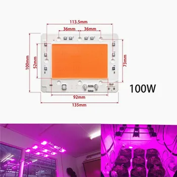 100 Wattov 380NM-840NM celé Spektrum COB LED Čip, Integrované Inteligentné IC Ovládač 220V Pre Rast Rastlín svetlo
