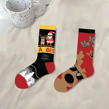 Unisex Ponožky Farebné Kreslené Tlač Zimné Ponožky Anti-slip Hrubé Pletené Priedušná Teplé Dospelých Športové Ponožky Santa Claus Ponožky
