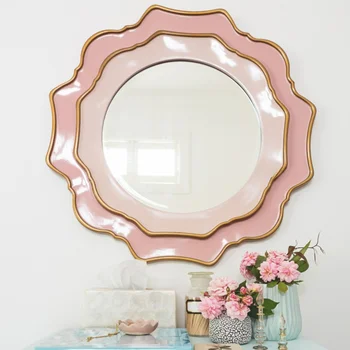 Ružová make-up zrkadlo, veranda dekorácie zrkadlo, chodba stene visí zrkadlo, toaletný zrkadlo, dekorácie