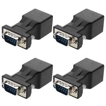 4 Pack VGA Extender Mužov RJ45 CAT5 CAT6 20M Sieťový Kábel, Adaptér COM Port LAN Ethernet Port Konvertor