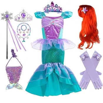 Malá Morská Víla Ariel Cosplay Kostým Princezná Šaty Pre Deti, Dievčatá, Deti, Karneval, Halloween Party Šaty Letné Vestidos