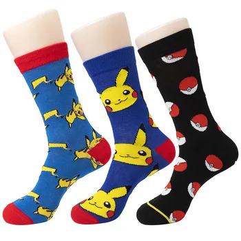 Pokémon Pikachu Vytiahol Loptu pánske ponožky Trend Stredné Trubice Ponožky Anime Obrázok Unisex Športové Ponožky Harajuku Priedušné Ponožky Dary