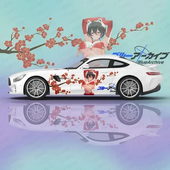 Modrá Archív Kasuga Tsubaki anime Auto Odtlačkový Ochranné Fólie Vinylové Strane Grafické Zábal Príslušenstvo Maľovanie Auto Nálepky