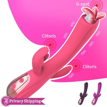 LicklIp 3 V 1 Dildo Rabbit Vibrátor Jazyk Lízanie Dvojité Rod Masturbácia Análny Klitoris Vibrátor Sexuálne Hračky pre Ženy