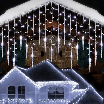 5-40M Vianočné Girlandy Vonkajšie LED Cencúľ Svetlo Vonkajšie Zapojte Vianočný Záves Cencúľ Svetlo pre Svadobné Party Dovolenku Dekor