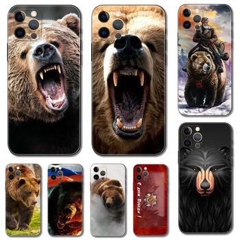 vlajka Rusko medveď telefón puzdro pre iphone 14 2020se 6 6 7 8 plus x 10 XR XS 11 12 13 mini pro MAX mäkké čierny zadný kryt tpu
