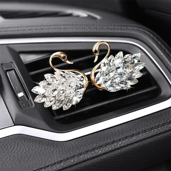 2 ks Diamond Swan Auto Príslušenstvo pre Dievčatá Páry Swan Osviežovač Vzduchu Auto Parfum Difúzor Ružový Diamant Auto Ornament Darček