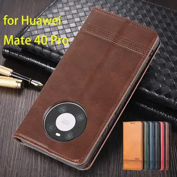 Deluxe Magnetické Adsorpcie Kožené Vybavené Prípade Huawei Mate 40 Pro / Mate40 Pro Flip Cover Ochranné puzdro Capa Fundas Coque