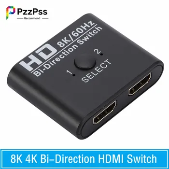 8K 60Hz Bi-Smer kompatibilný s HDMI Prepínač Splitter 4K 60Hz HDMI Prepínač 1x2/2x1 Pre PC, Notebook, Xbox, PS3/4 na Monitor, Projektor