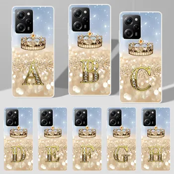 Písmená A-J Gold Crown Diamond Jasný Prípad pre Xiao Poco X5 Pocophone F1 M5s X3 NFC X4 F2 F3 M5 M3 M4 F5 F4 GT M2 Pro Kryt