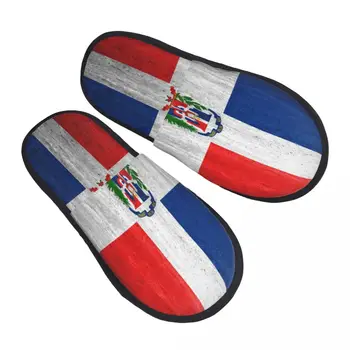 Zimné Ženy Muži Non-Slip Ploché Papuče Vintage Dominikánska Republika Vlajka Krytý Kožušiny Mäkké Teplé Topánky