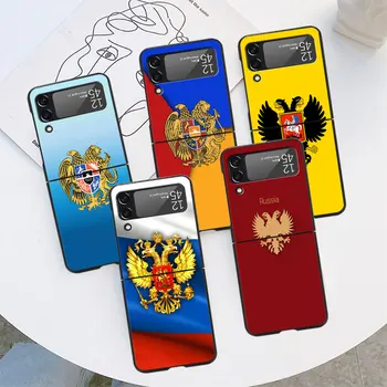 Rusko Vlajka štátny Znak obal pre Samsung Galaxy Z Flip 3 4 5 G Flip4 Flip3 Black Hard PC Phone Shell Zflip3 Zflip4 Kryt