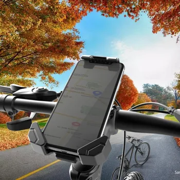 Jednoduchá Inštalácia Bicykli Držiaka Telefónu 360-Stupeň Rotácie Čierne Riadidlá Motocykla Mobilný Telefón Príchytka Univerzálna Kompatibilita