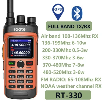 Radtel RT-330 Bluetooth Gps Aplikácie, Programovanie, Šunku, Walkie Talkie10W Power Full Band 136-520MHz TX RX Air Band Príjem NOAA USB C