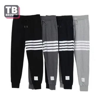 Značka TB mužov štyri-bar prekladané bavlnené športové thom bežné tepláky príliv jeseň pár pletené nohavice