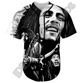 Bob Marley Reggae Čierna Legenda MusicianRastafari Lev Tetovanie 3DPrint Lete Baseball Košele Jersey Bežné Unisex Krátke Rukávy L