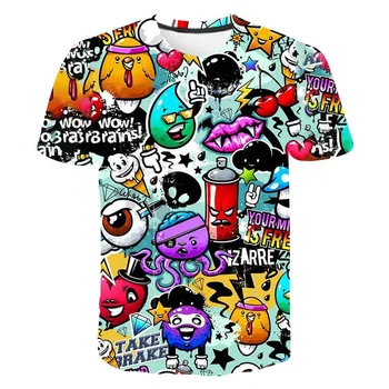 Tshirts Anime Grunge Graffiti 3D Tlač Letné Tričko Fashion Deti Bežné Chlapci Dievčatá Kawaii Karikatúry Kolo Krku Tričko Topy