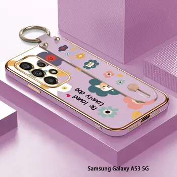(S Náramok) Pre Samsung Galaxy A53 A73 A23 A33 A13 4G 5G Kvetinový Vzor, Luxusný Zadný Kryt TPU Kryt Telefónu Prípade