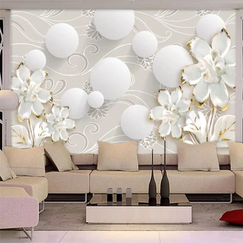Prispôsobený Tapety 3D Kruhu Európskej Vzor Biely Kvet, nástenná maľba Obývacia Izba, Spálňa Pozadí Steny Dekoratívne Maľby обои