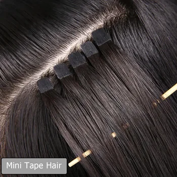 Mini Pásky v predlžovanie Vlasov Ľudské Vlasy Dvojité Bočné Neviditeľné Bezšvíkové Pásky In Vlasy Prírodné Rovno Čierna Hnedá Blond Vlasy