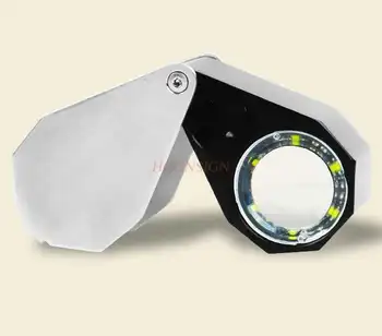 zväčšovacích zariadení Magnifying glass 10 krát led biele svetlo, ručné prenosné optické sklo identifikácia