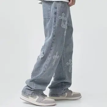 Pánske Džínsy Európskych a Amerických Nohavice Street Nosiť pánske Loose Fit Jeans Nohavice Veľký Priateľ Džínsy Hip Hop Širokú Nohu Nohavice
