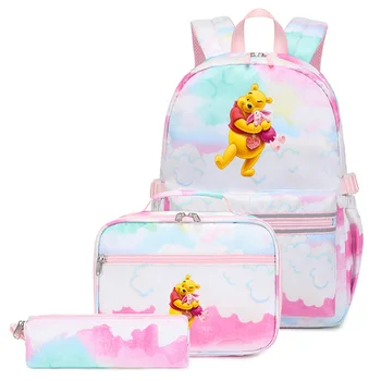 3ks/Set Disney Winnie the Pooh Batoh Farebné Taška Chlapci Dievčatá Školské tašky Mladý Študent s Obed Taška na Cestovanie Mochilas