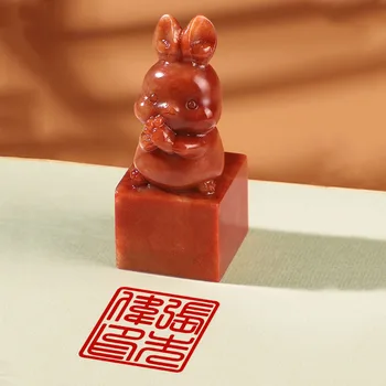 Čínsky Shoushan Kameň Vlastné Osobné Pečiatka S Moje Meno Roztomilý Králik Červená 2,5 cm Štvorcových Tesnenie Meno Pečiatka Dary
