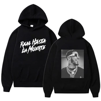 Rapper Anuel AA Hoodies Hip Hop, Mikiny Reálne Hasta La Muerte Vytlačené Streetwear Kabát metalu Bežné Pulóver s Dlhým Rukávom