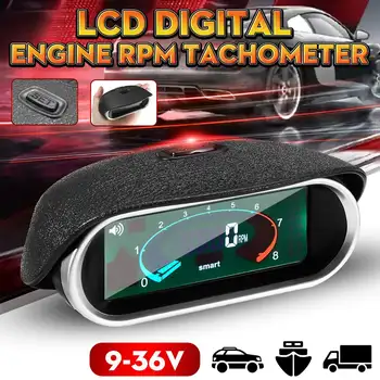 12V 24V-36V Auto 50-9999RPM Tachometra Digitálny Displej LCD Motora Tachometer Loď Truck LCD Displej RPM Meter Univerzálny