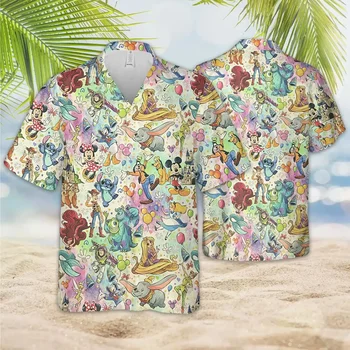 Disney Hrad Havajská Košeľa Disney najkúzelnejší Havajské Košele Medvedík Pú Havajské Pánske Tričko Retro Tlačidlo Dole Tričko