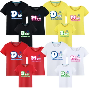2019 Letné Rodinné Zodpovedajúce Oblečenie tričko Mama Otec, Syn, Dcéra Bavlna T-shirt Rodina, Matka, Otec, Deti Tees Zodpovedajúce Oblečenie