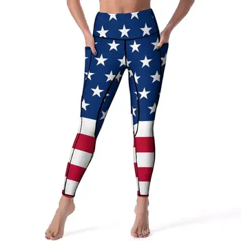 Vlajku Usa Jóga Nohavice Ženy Hviezdy A Pruhy Legíny Vysoký Pás Priedušná Jogy Leginy Quick-Dry Dizajn Beží Športové Nohavice