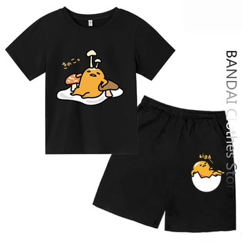 Sanrio Deti Gudetama Letné Tričko Hello Kitty Muži Ženy Cartoon Bežné krátke rukávy T-shirt Dieťa Chlapec Oblečenie Dievčatá Oblečenie