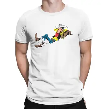 Lucky Luke T Shirt pánske Bavlnené Voľný čas T-Shirts Posádky Krku Tričká Krátky Rukáv Topy 4XL 5XL