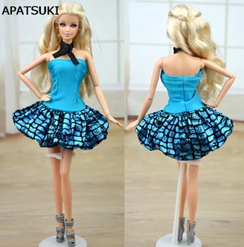 Bábika Príslušenstvo Modré Oblečenie Pre Barbie Doll House Party Šaty Šaty Letné Krátke Šaty Vestidos pre Bábiku Barbie
