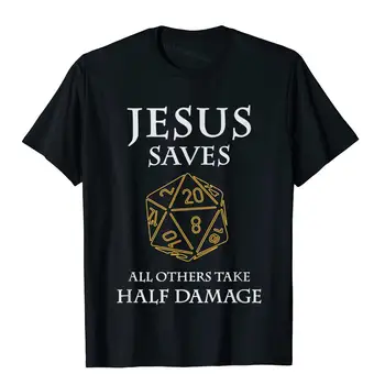 Úlohu Hrá Zábavné Ježiš Zachráni Fantasy RPG T-Shirt Tlač Topy Tričko Pre Mužov Bavlna Top T-Shirts Blázon Hip Hop