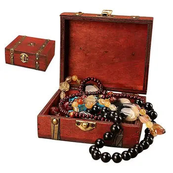 Retro Treasure Box Multifunkčné Organizácie Drevené Hrudníka Izba Ozdoby Box Pre Bezpečné Skladovanie Náušnice, Hračky, Šperky