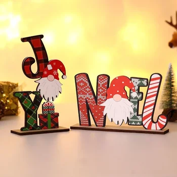 Vianočné Nové letné Dekorácie, Drevené Farebné List Montáž DIY Dekorácie Stola Anonymný Starý Muž Tabuľka